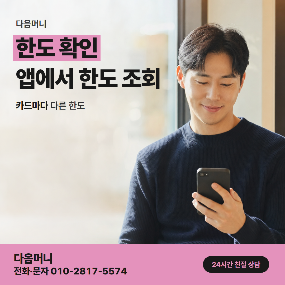 다음머니 경산카드깡 당일 진행 전에 조회할 남은 한도